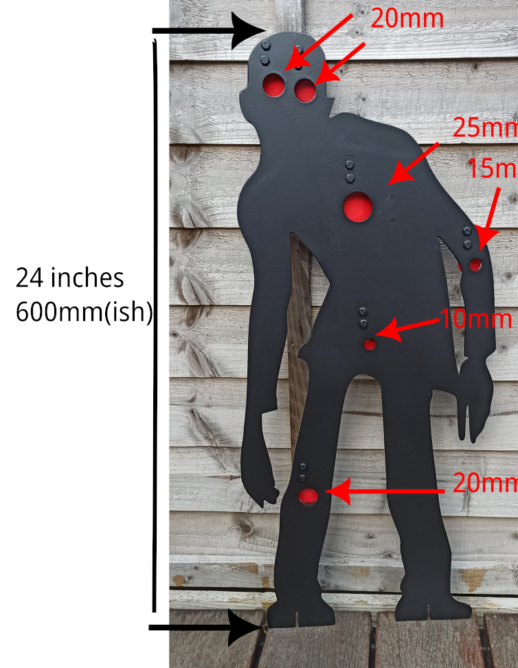24 Inch Zombie Airgun Target with 6 gongs