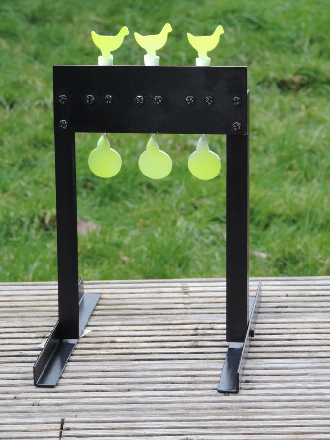 NRA Style Triple Chicken Cordless Airgun Target - on stand